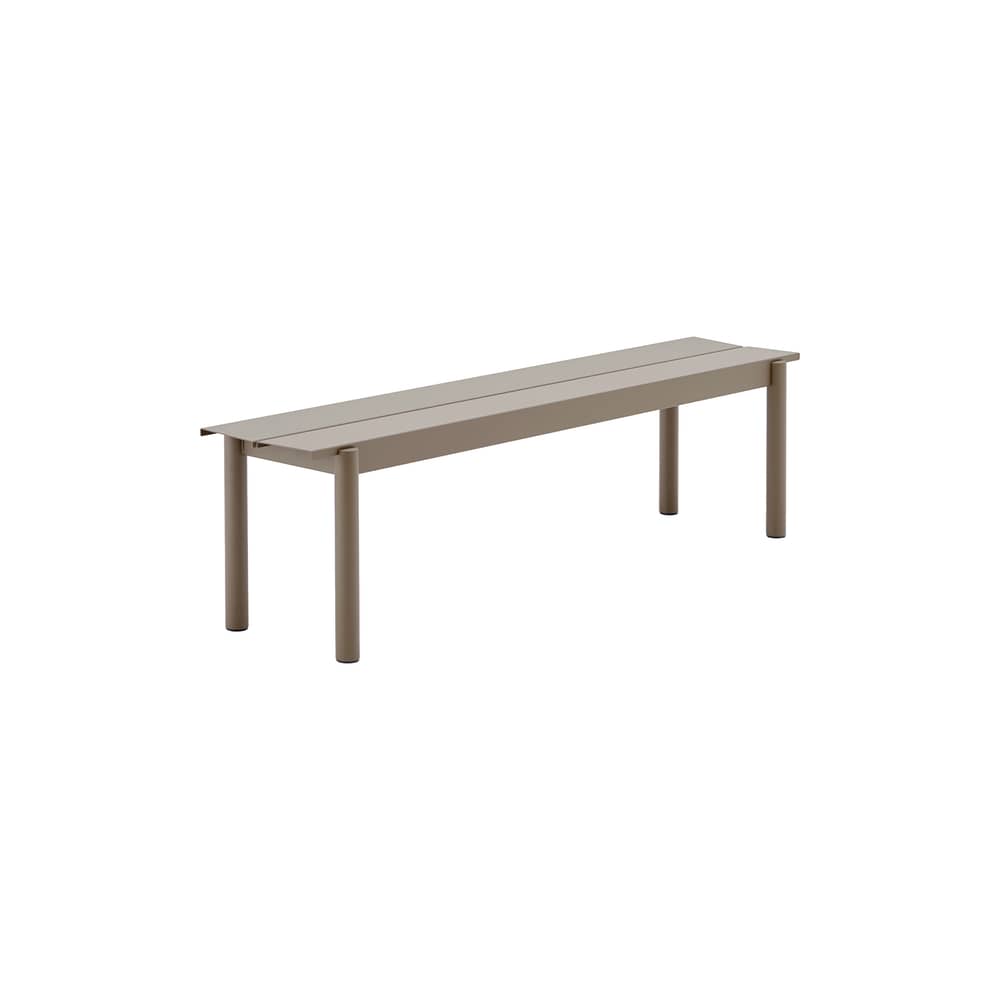 Banc Linear métal beige / L 170 cm - Muuto - Taupe - Acier galvanisé thermolaqué