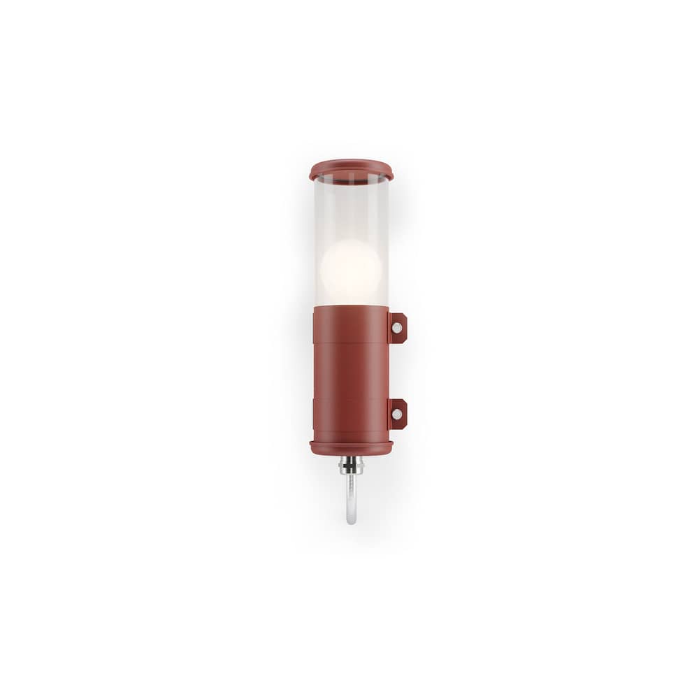 Bendz Outdoor wall light metal red / H 30cm - Transparent - SAMMODE STUDIO - Marsala red - Lacquered stainless steel, Polycarbonate