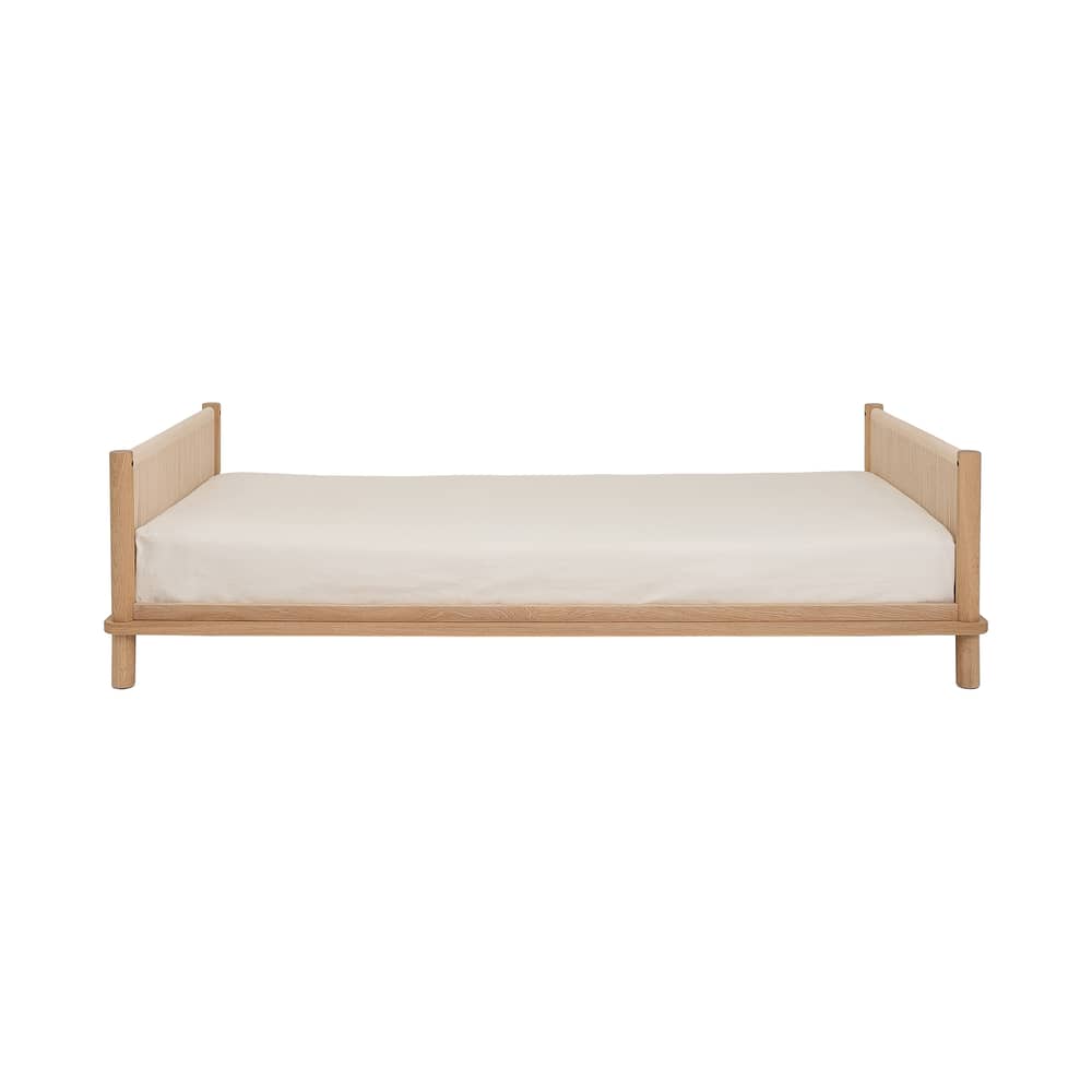 Lit 1 place Latitude bois naturel / 102 x 212 cm - NOBODINOZ - Lit 1 place - Chêne massif, Corde coton