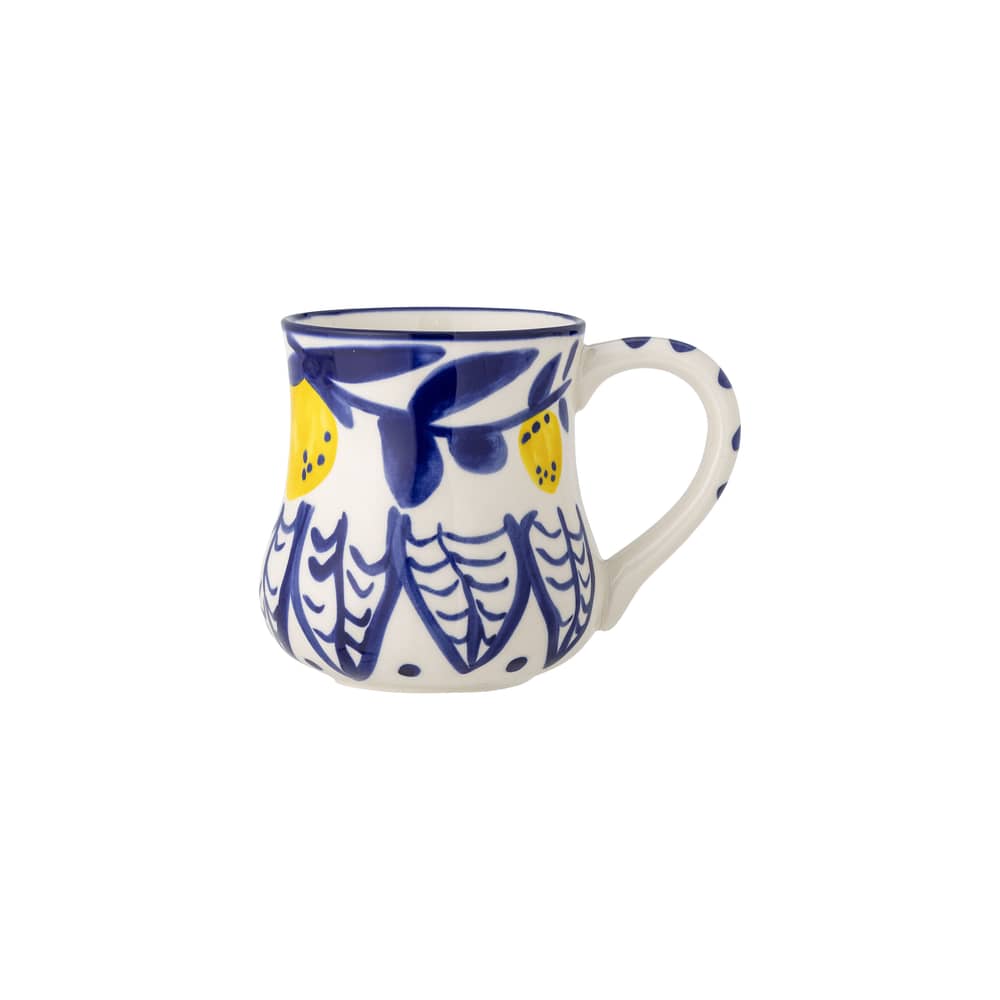 Mug Maxima céramique bleu / Ø 9,5 x H 11,5 cm - 510 ml - Bloomingville - Motif 2 / Bleu & jaune - Grès émaillé