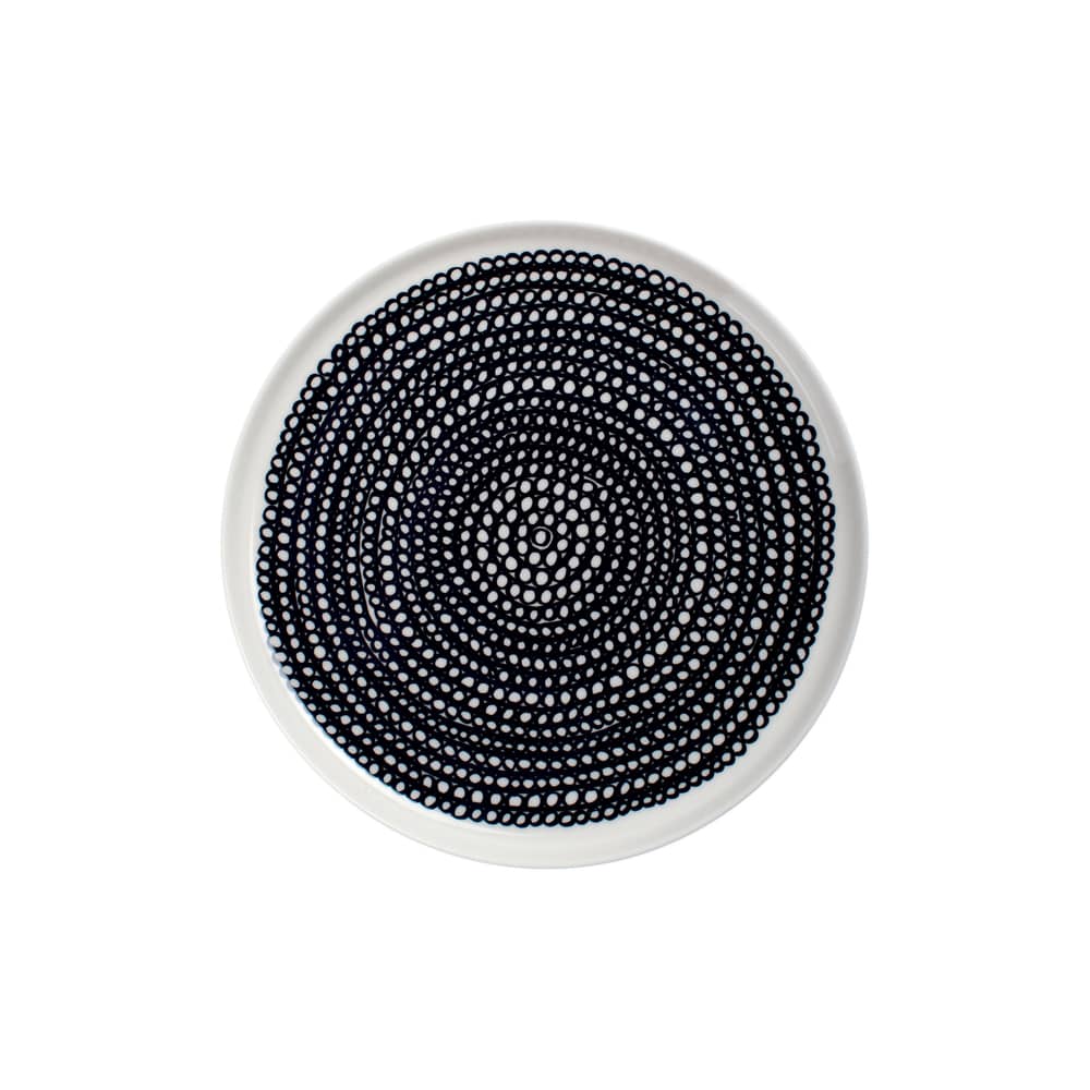 Assiette à dessert Siirtolapuutarha céramique noir / Ø 20 cm - Marimekko - Siirtolapuutarha / Blanc & noir - Porcelaine émaillée