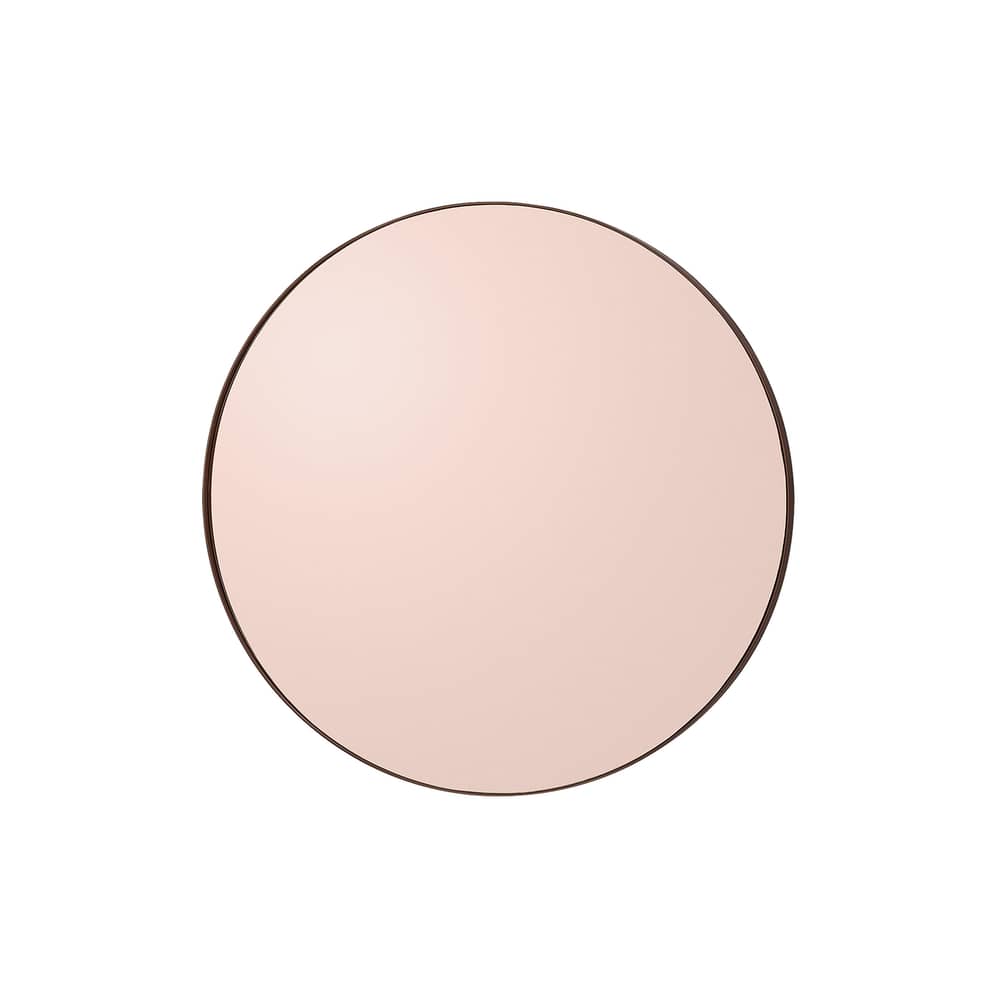 Miroir mural Circum Small métal rose / Ø 70 cm - AYTM - Rose fumé / Cadre rose - MDF peint, Verre