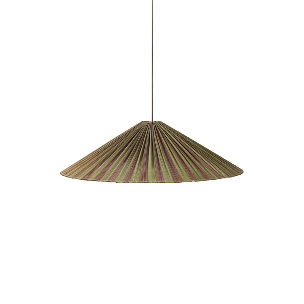 Sospensione Plisse tessuto verde / Ø 80 cm - HK LIVING - Verde e Marrone - Bambù intrecciato