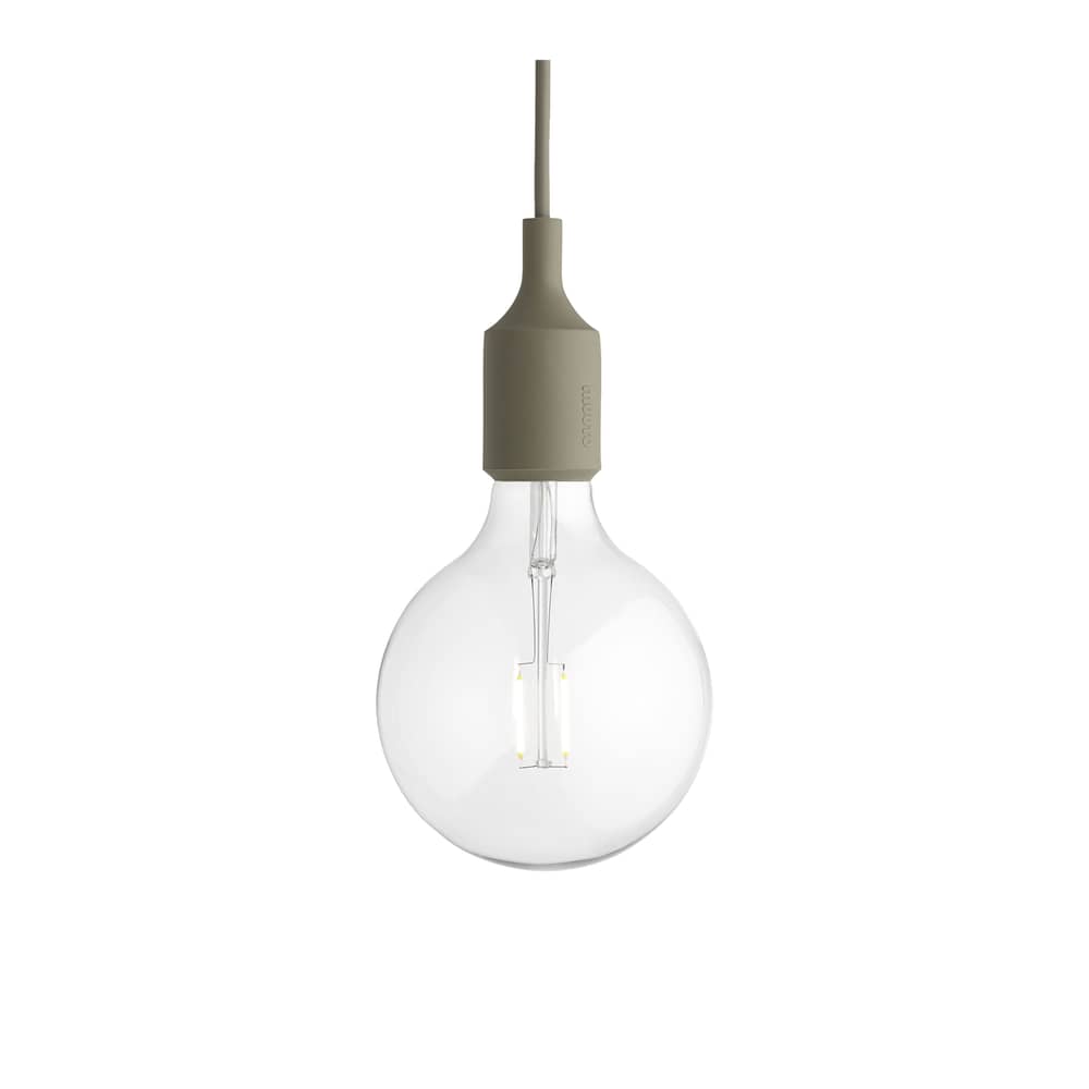 Suspension E27 plastique vert / Silicone - Ampoule incluse - Muuto - Vert olive - Silicone