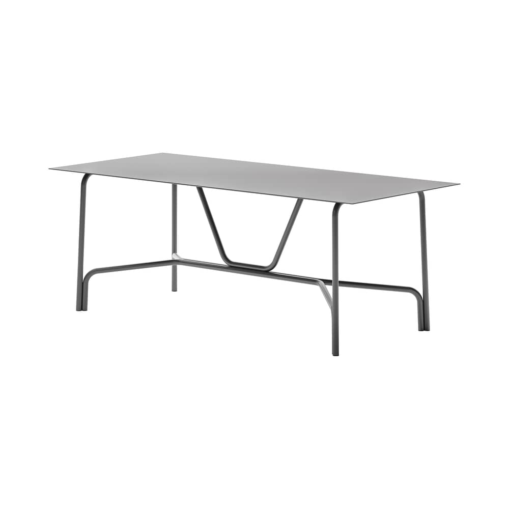 Table rectangulaire Salo métal gris / 203 x 90 cm - Unopiu - Graphite - Aluminium thermolaqué
