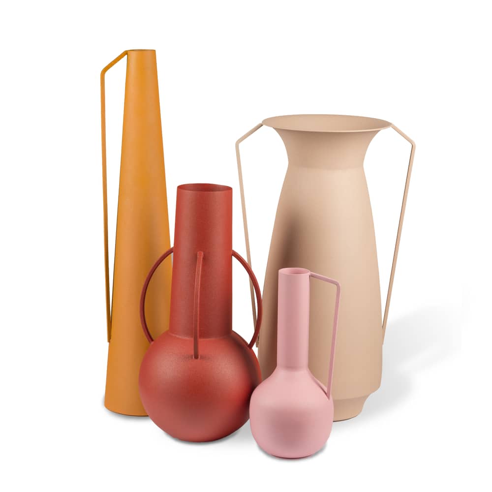 Roman Vase metal pink multicoloured / Set of 4 - Metal (decorative use only) - Pols Potten - Pink hues - Lacquered iron