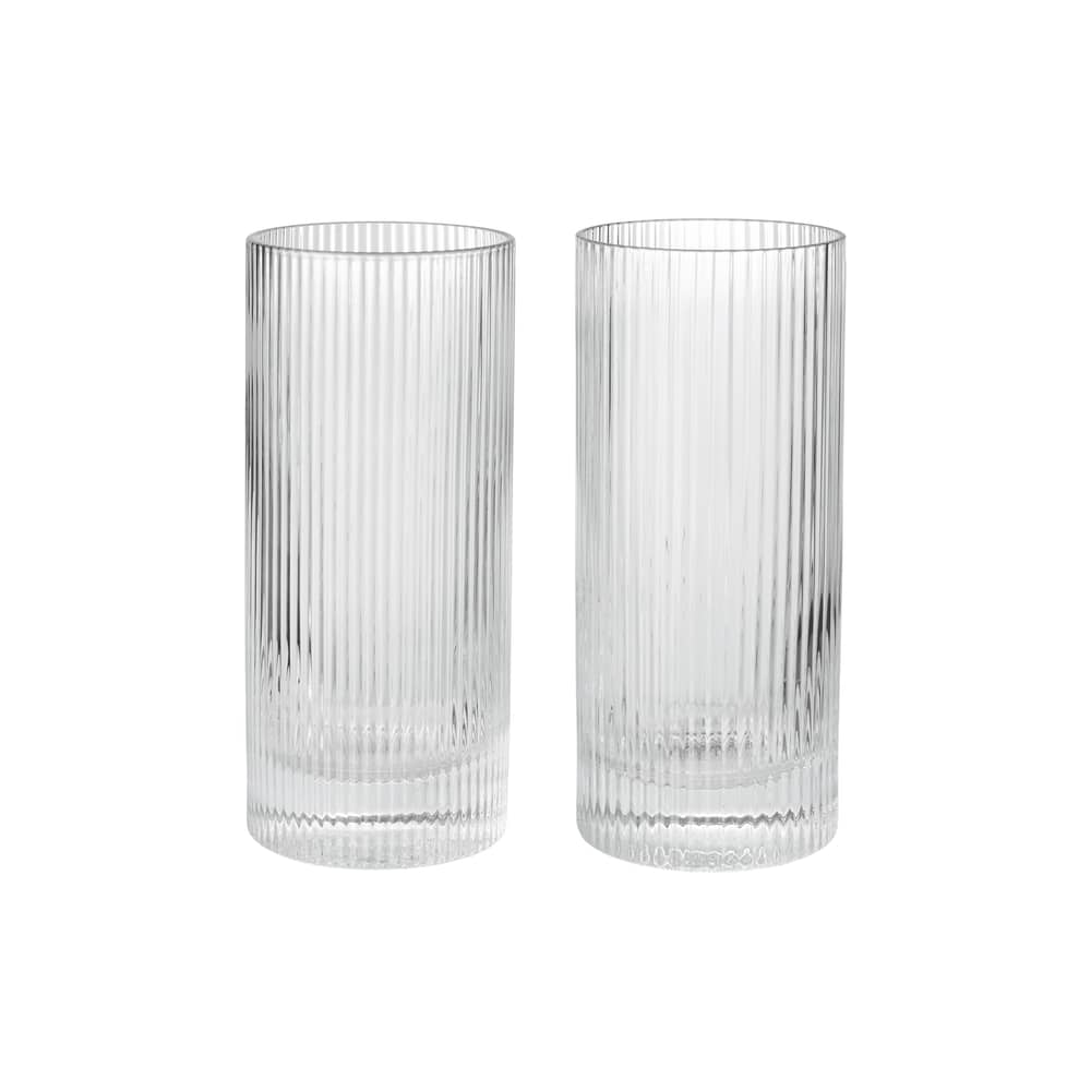 Set de 2 verres long drink Ripple / Ø 7 x H 16 cm (48 cl) - Ferm Living - Transparent - Verre soufflé bouche