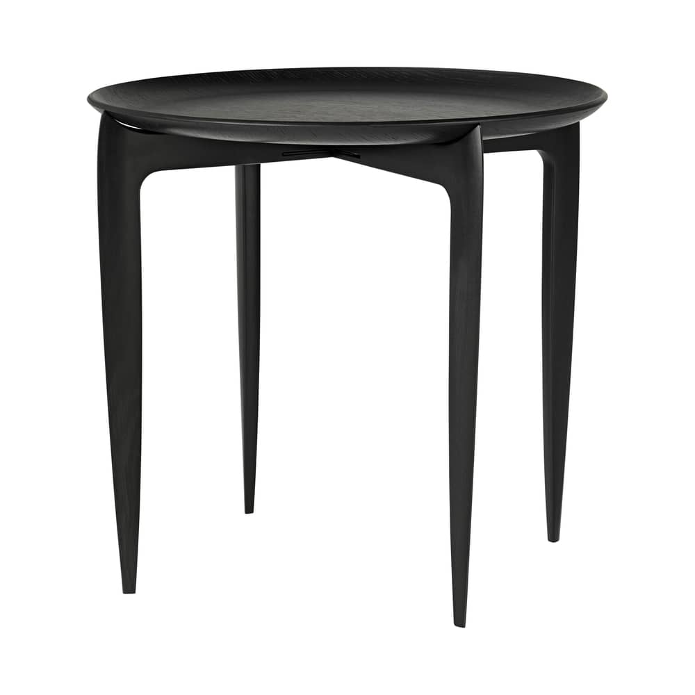 Tray Small End table wood black / 1958 reissue - Removable top Ø 45 cm - Fritz Hansen - Black - Tinted oak wood