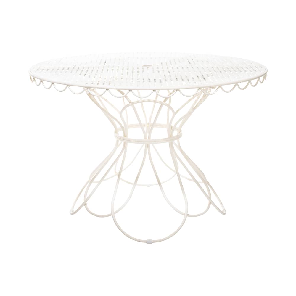Table ronde Al Fresco métal blanc / Ø 120 cm - Trou pour parasol - BUSINESS & PLEASURE - Blanc Antique - Acier