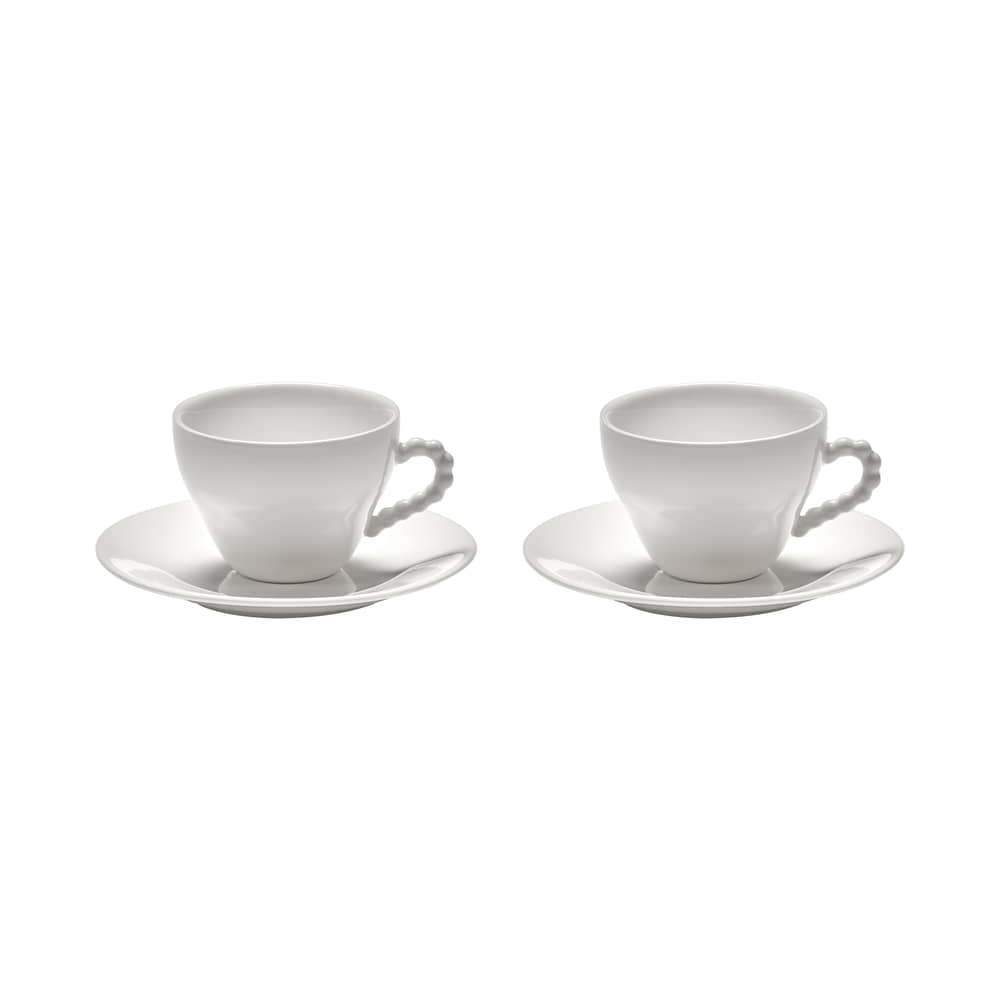 Set de 2 tasses avec soucoupes Perle Fine - Serax - Blanc - Porcelaine émaillée