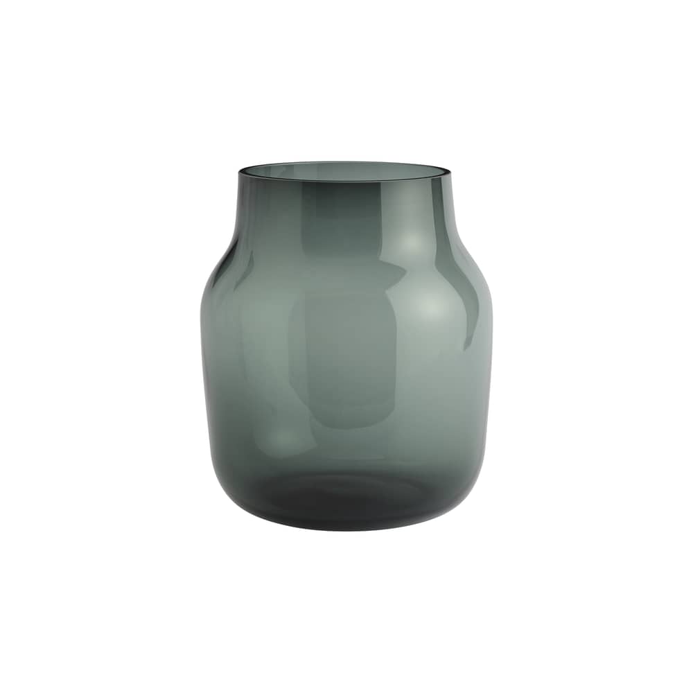 Vase Silent glas grün / Ø 20 x H 23 cm - Muuto - Dunkelgrün - mundgeblasenes Glas