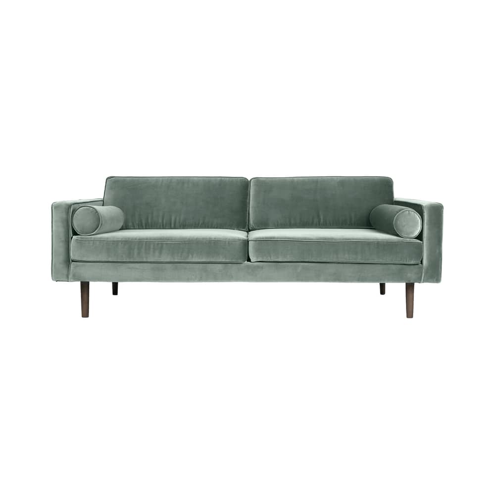 Divano destro Wind tessuto blu / L 200 cm - Velluto - BROSTE COPENHAGEN - Blu pastello - Agglomerato, Espanso, Rovere oliato tinto, Velluto poliestere