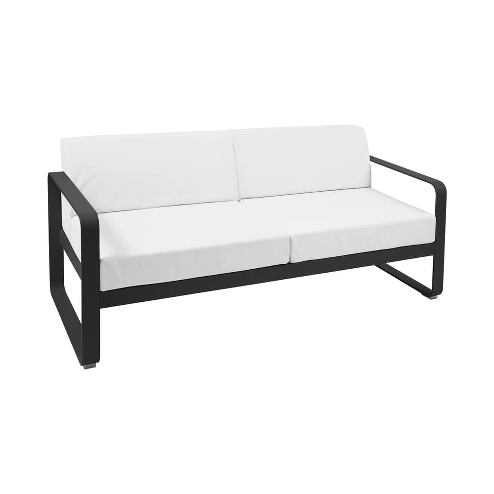 Divano angolare destro Bellevie /  L 160 cm - 2 posti - Fermob - Liquirizia - Alluminio laccato, Espanso, Tessuto acrilico