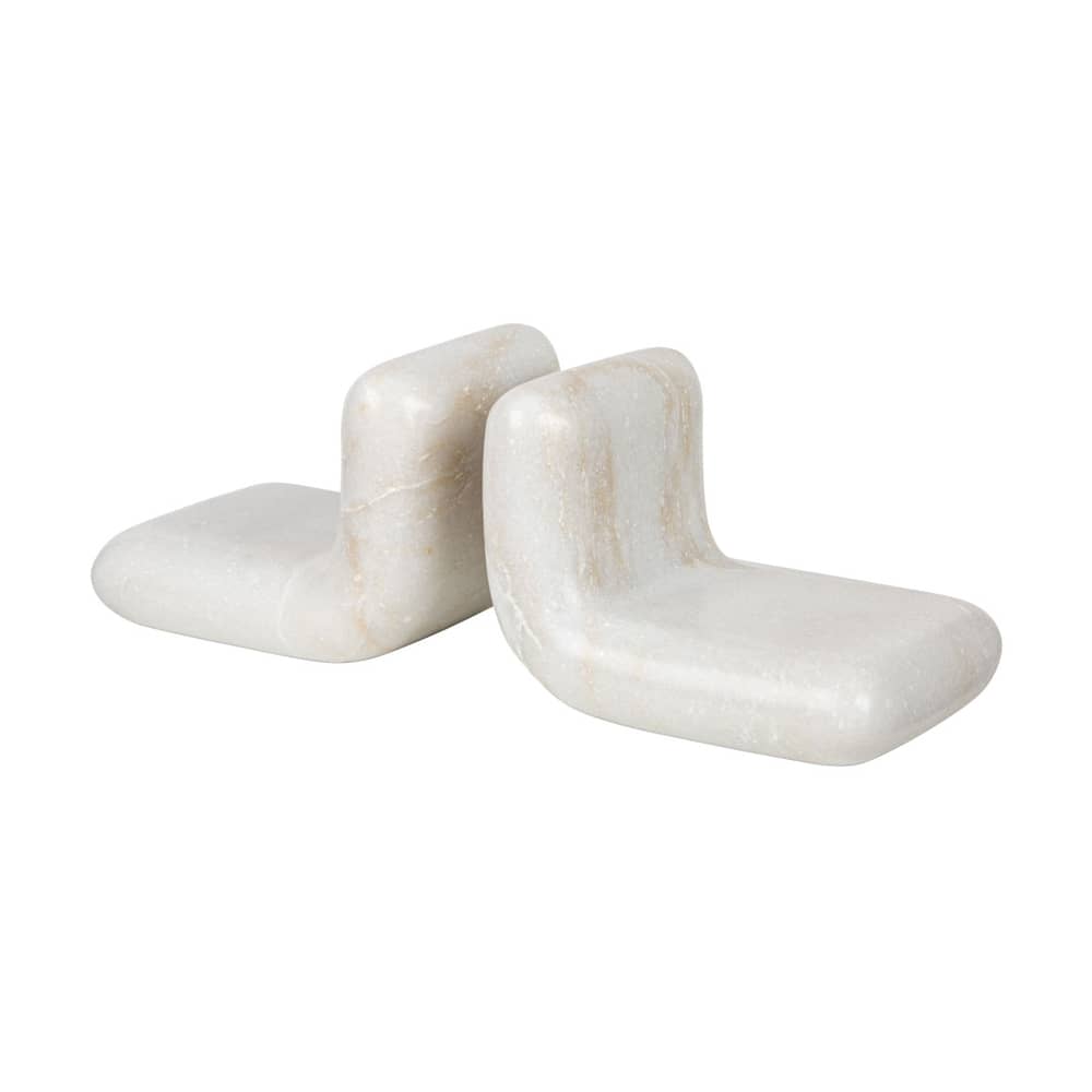 Stone Book end stone white / Set of 2 - Tom Dixon - White - Polised marble
