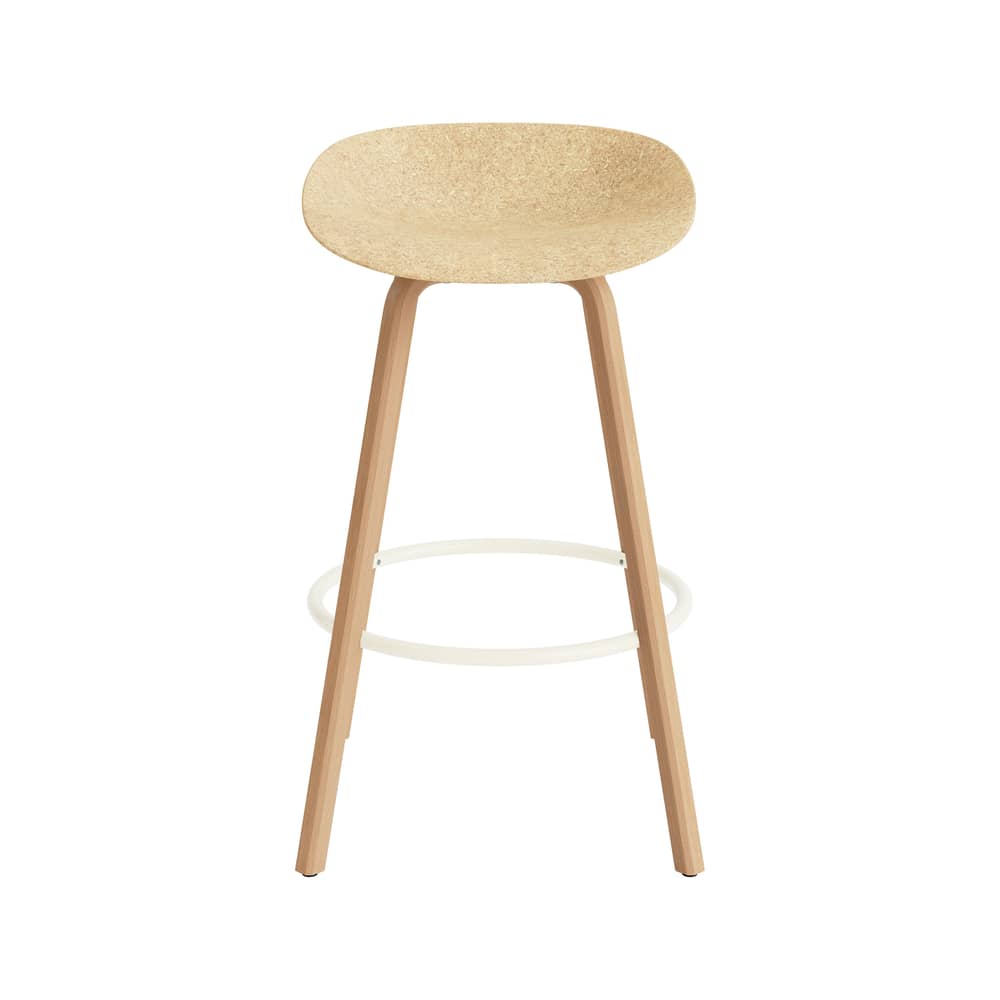 Sgabello bar Mat fibre beige / H 75 cm - Canapa / Piede in Faggio - Normann Copenhagen - Canapa (leggera) / Gambe di faggio - Acciaio termolaccato, Canapa, Faggio certificato FSC