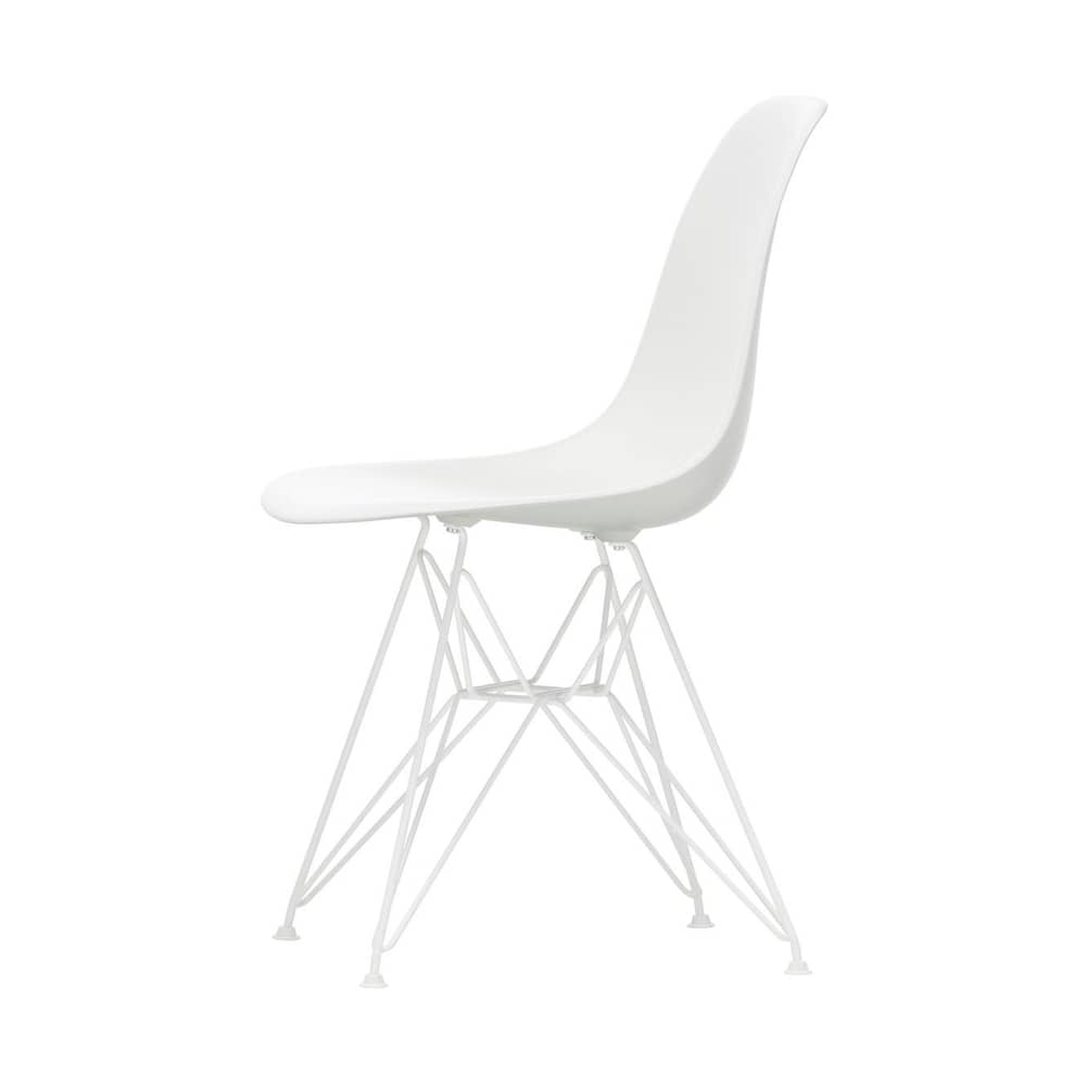 Chaise DSR - Eames Plastic Side Chair plastique blanc / (1950) - Pieds blancs - Vitra - Blanc / Pieds blancs - Acier laqué époxy, Polypropylène