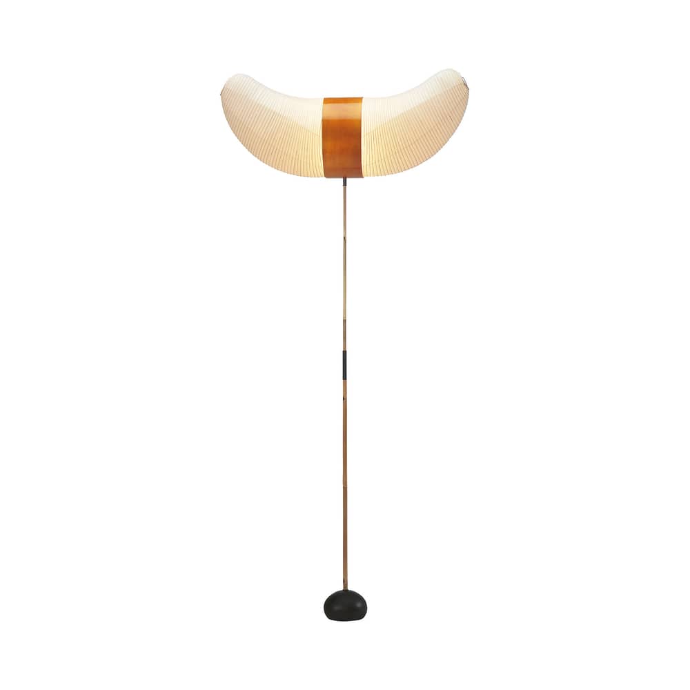 Lampada a stelo Akari  BB3-33S carta beige /Isamu Noguchi, 1951 - L 75 x H 170 cm - Vitra - Beige - Acciaio, Bambù, Carta Washi