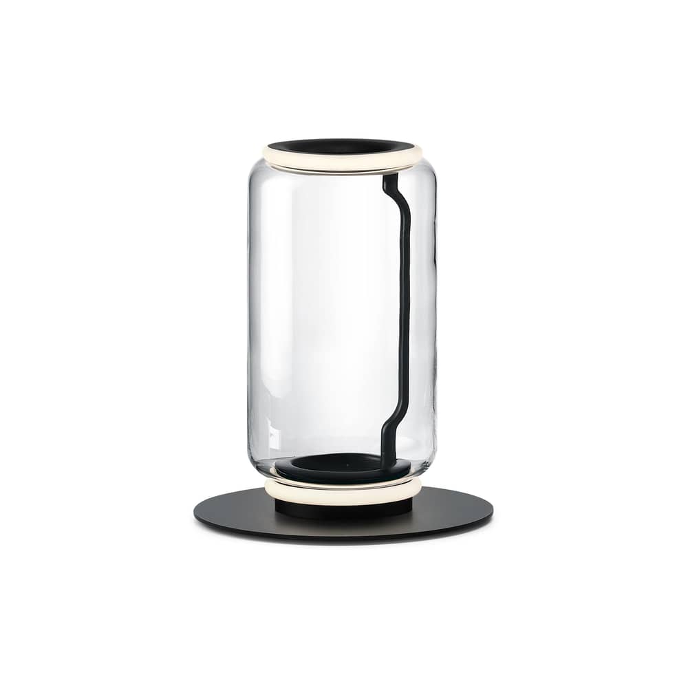 Lampadaire Noctambule Cylindre 1 verre transparent / LED - H 50 cm - Flos - H 50 cm / 1 cylindre - Acier, Fonte d\'aluminium, Verre soufflé