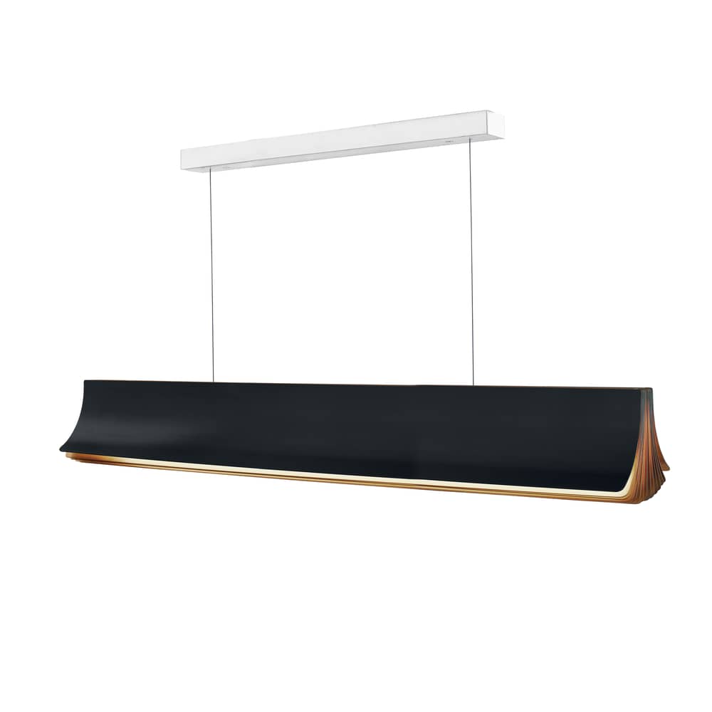 Pendelleuchte Respiro LED metall schwarz gold / L 120 cm - Aluminium - DCW éditions - Schwarz / Innen goldfarben - eloxiertes Aluminium