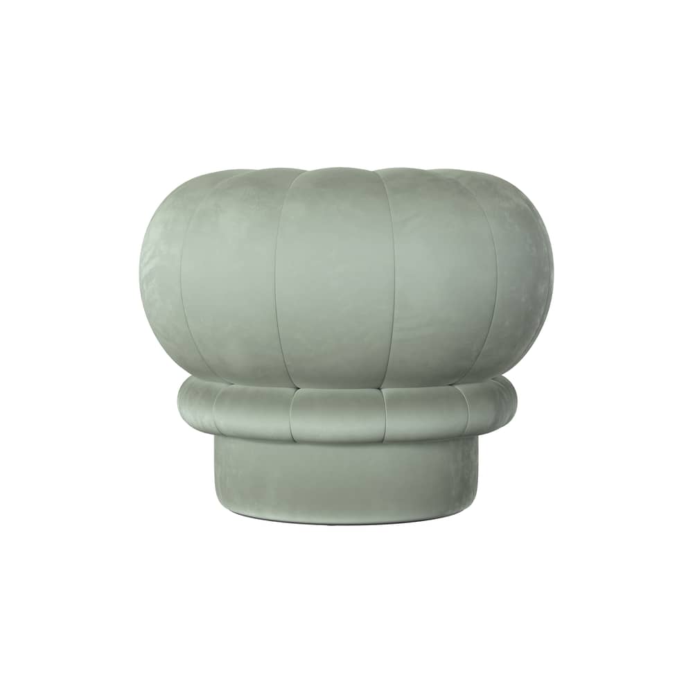 Pouf Claudie tissu vert / Velours - Hartô - Vert céladon - Bois, Mousse haute densité, Velours polyester