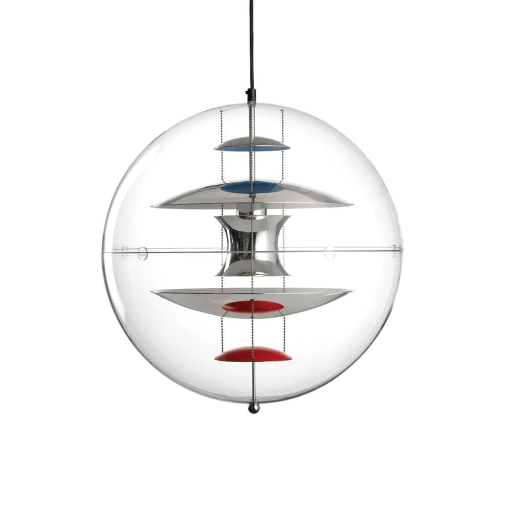 Sospensione VP Globe materiale plastico multicolore trasparente Ø 40 cm - Panton 1969 - Verpan - Ø 40 cm / Trasparente - Riflettori cromato/rosso/blu/bianco - Acrilico, Alluminio