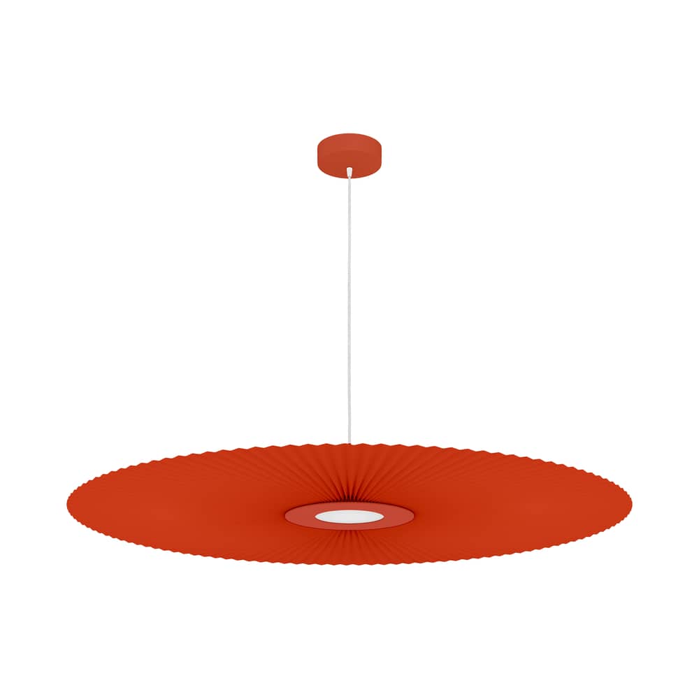 Suspension Carmen tissu terracotta LED Large / Ø 120 cm - Hartô - Terracotta - Métal laqué, Tissu plissé