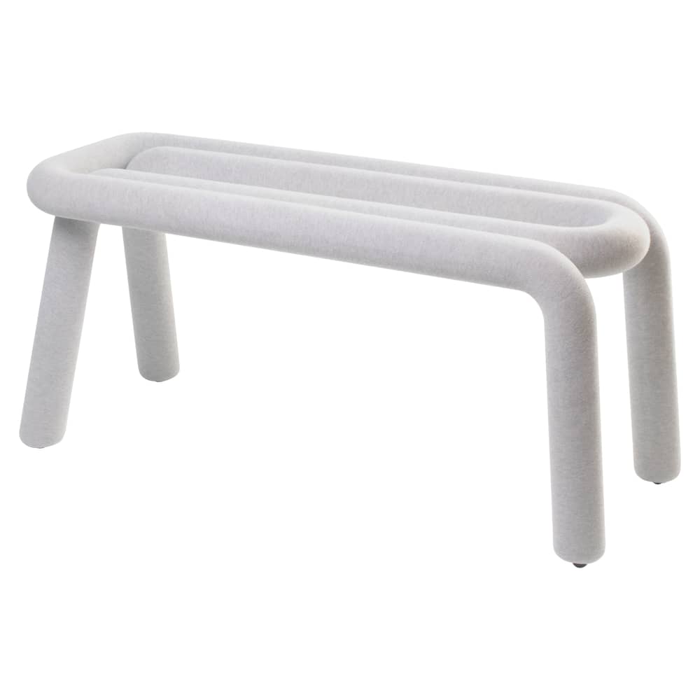 Banc rembourré Bold tissu gris clair / L 100 cm - Moustache - Gris clair - Acier, Mousse, Tissu