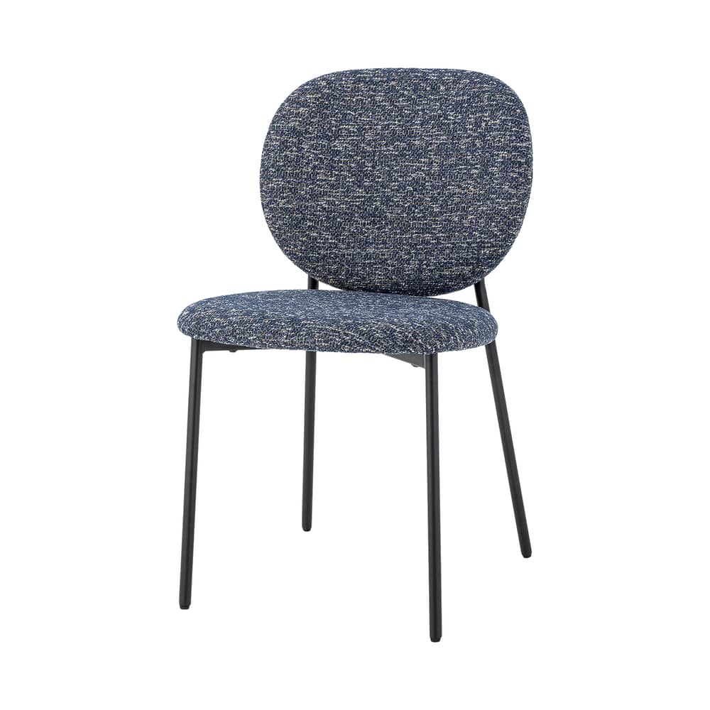 Chaise rembourrée Percey tissu bleu - Bloomingville - Bleu (tissu chenille) - Fer thermolaqué, Mousse, Tissu chenille