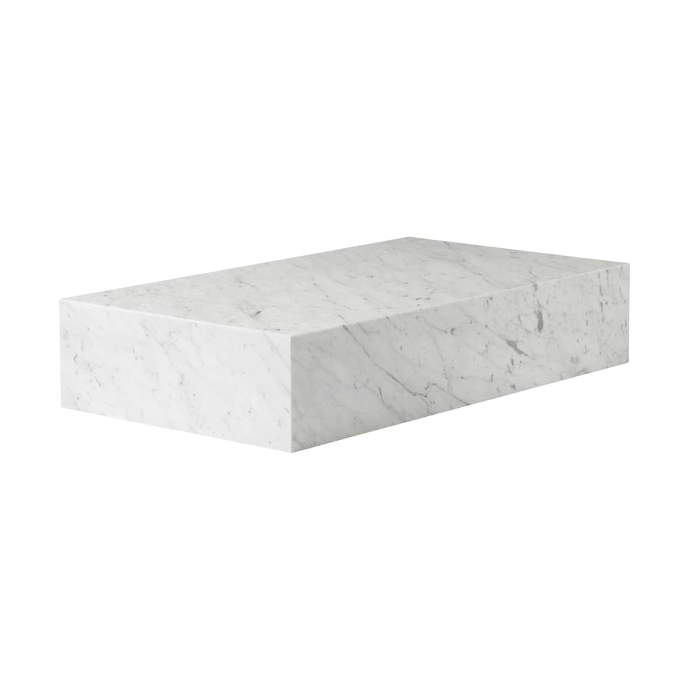 Couchtisch Plinth Grand weiß / Marmor - 137 x 76 cm x H 28 cm - Audo Copenhagen - Carrara Marmor (weiß) - Akazienholz, Marmor