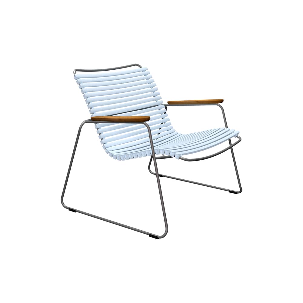 Fauteuil bas Click Roomy Lounge plastique bleu - Houe - Bleu Dusty - Acier thermolaqué, Bambou, Polypropylène