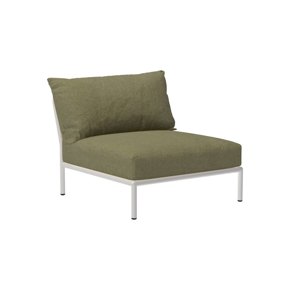 Chauffeuse Level 2 tissu vert / Dossier extra moelleux - Houe - Vert Leaf (tissu Heritage) / Structure blanc sourd - Acier thermolaqué, Mousse polyuréthane, Tissu Sunbrella Heritage