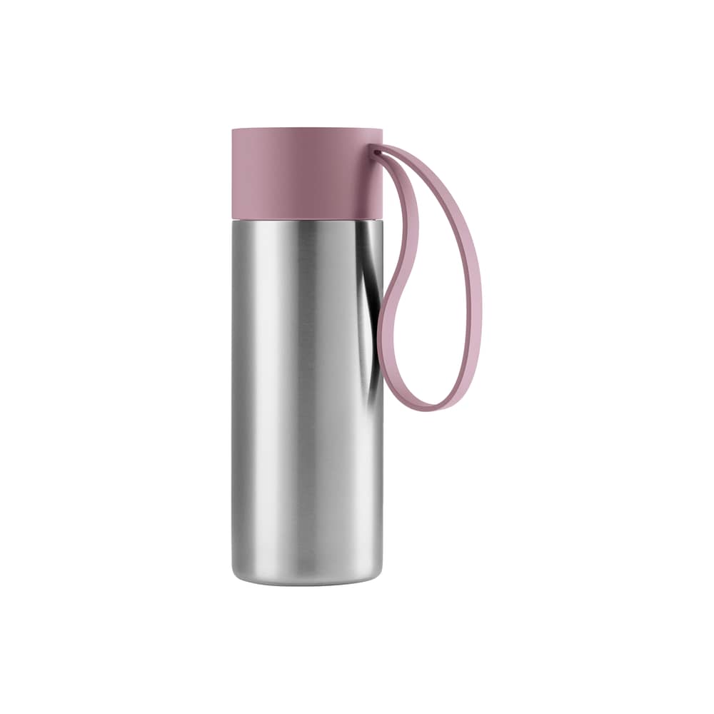 Mug isotherme To Go Cup métal rose / Avec couvercle - 0,35 L - Eva Trio - Rose - Acier inoxydable, Silicone