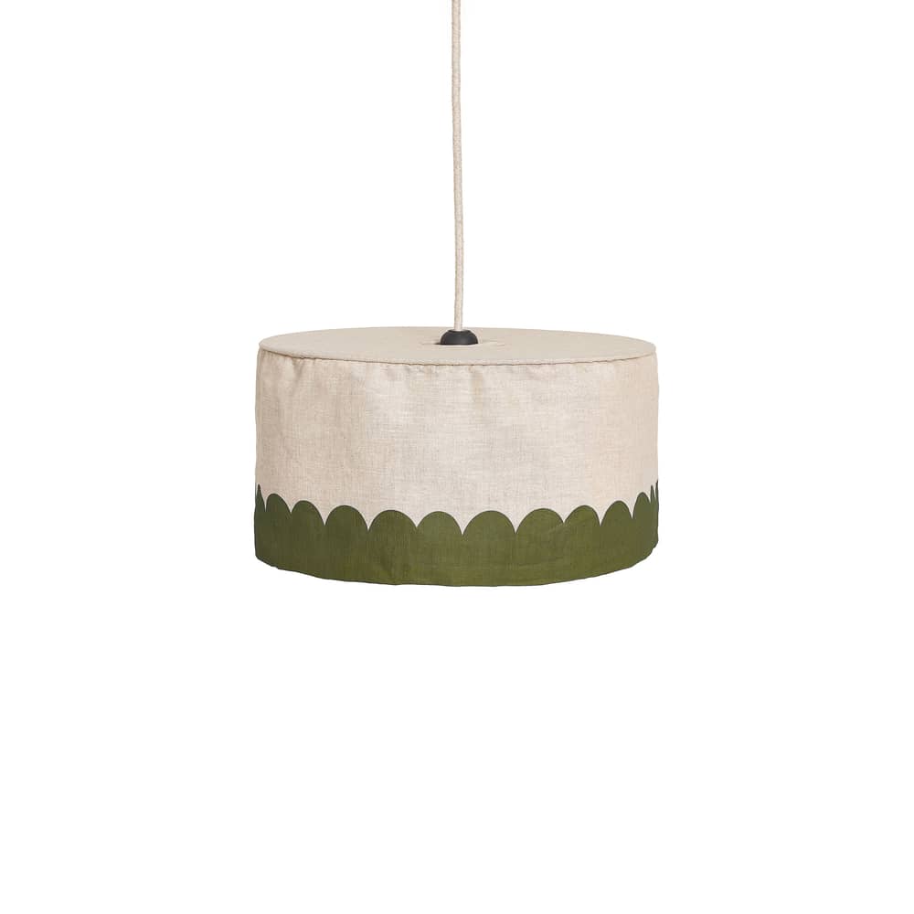 Paralume Vibes tessuto verde / Ø 40 x H 18 cm - Lino - NOBODINOZ - Verde - Ferro, Lino francese