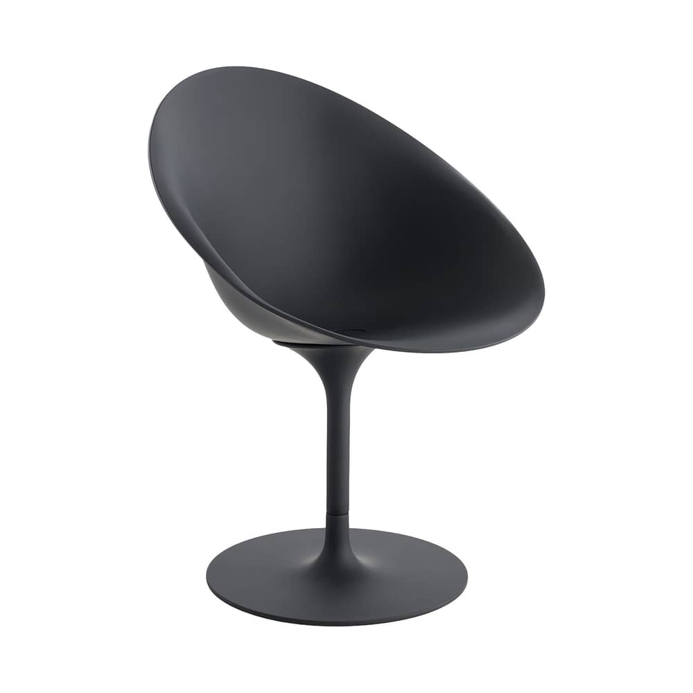 Poltrona girevole Ero/S/ materiale plastico nero / Finitura soft touch - Kartell - Antracite opaco (Soft touch) - Alluminio pressofuso, Policarbonato tinto