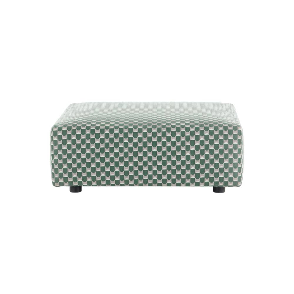 Pouf d\'extérieur Plastics OUTDOOR x Liberty tissu vert / 88 x 88 x H 30 cm - Kartell - Vert sauge (Liberty Obi Check) - Polyuréthane expansé, Tissu outdoor