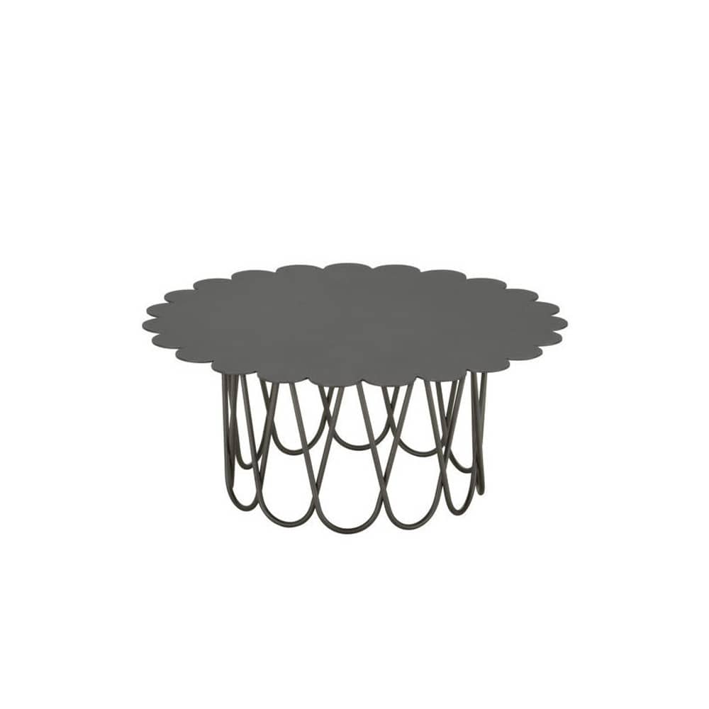 Table basse Flower Small métal gris / By Alexander Girard, 1977 - Ø 60 cm - Vitra - Anthracite - Acier laqué époxy