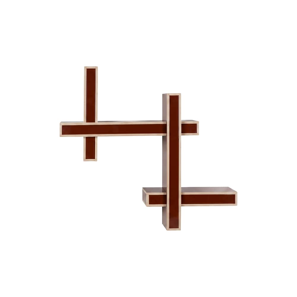 Wandregal Lepid Double holz rot / B 101 x H 95 cm - Kartell - Bordeaux - Polyesterlackiertes MDF