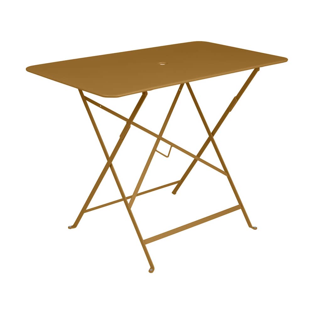 Bistro Foldable table metal yellow / 97 x 57 cm - 4 people - Parasol hole - Fermob - Gingerbread - Lacquered steel
