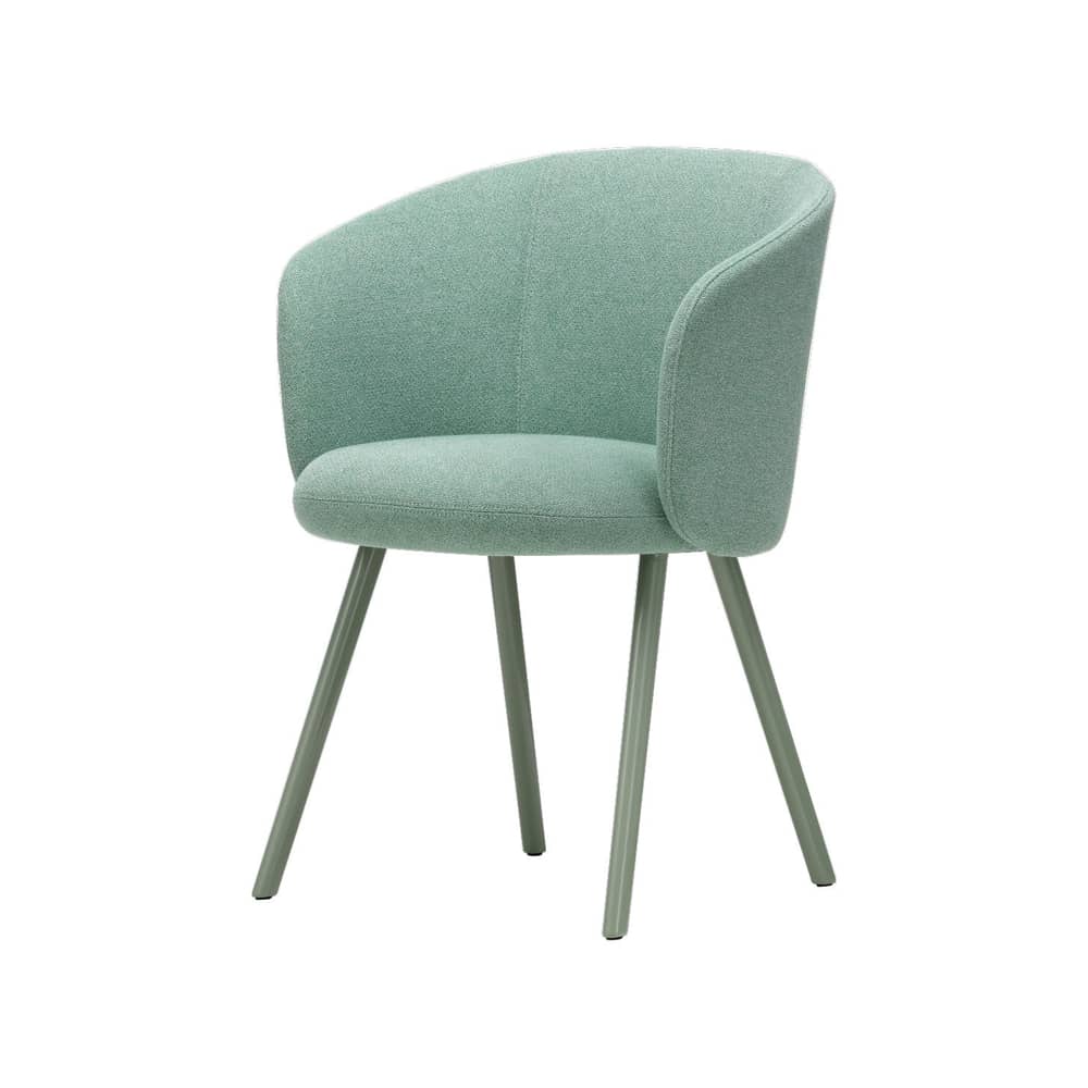 Gepolsterter Sessel Mikado textil grün / Füße Metall - Vitra - Blau Minze (Stoff Dumet) / Metallblau Minze - Dumet-Stoff, lackiertes Aluminium, Polyurethan-Schaum, Recyceltes Polypropylen