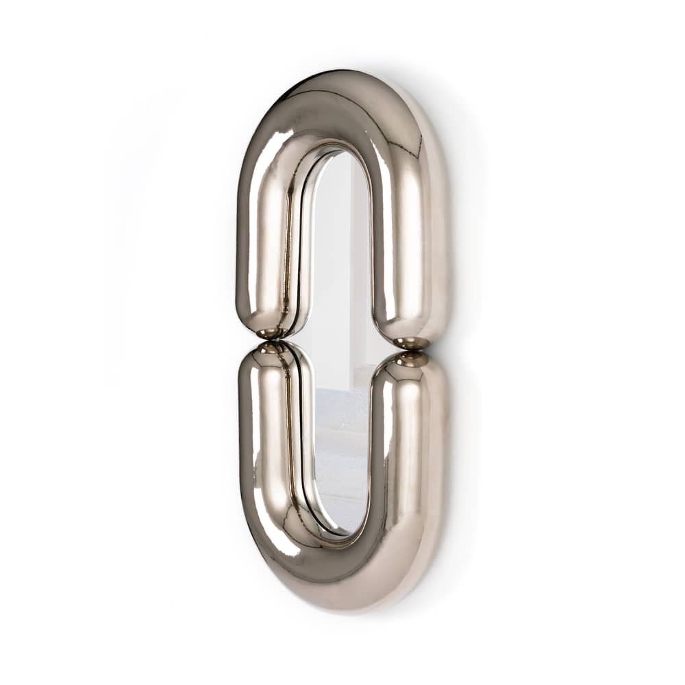 Wandspiegel Zodiac Bumper Large keramik silber metall / Keramik - L 55 x H 110 cm - Moustache - Silberfarben - Glas, Keramik