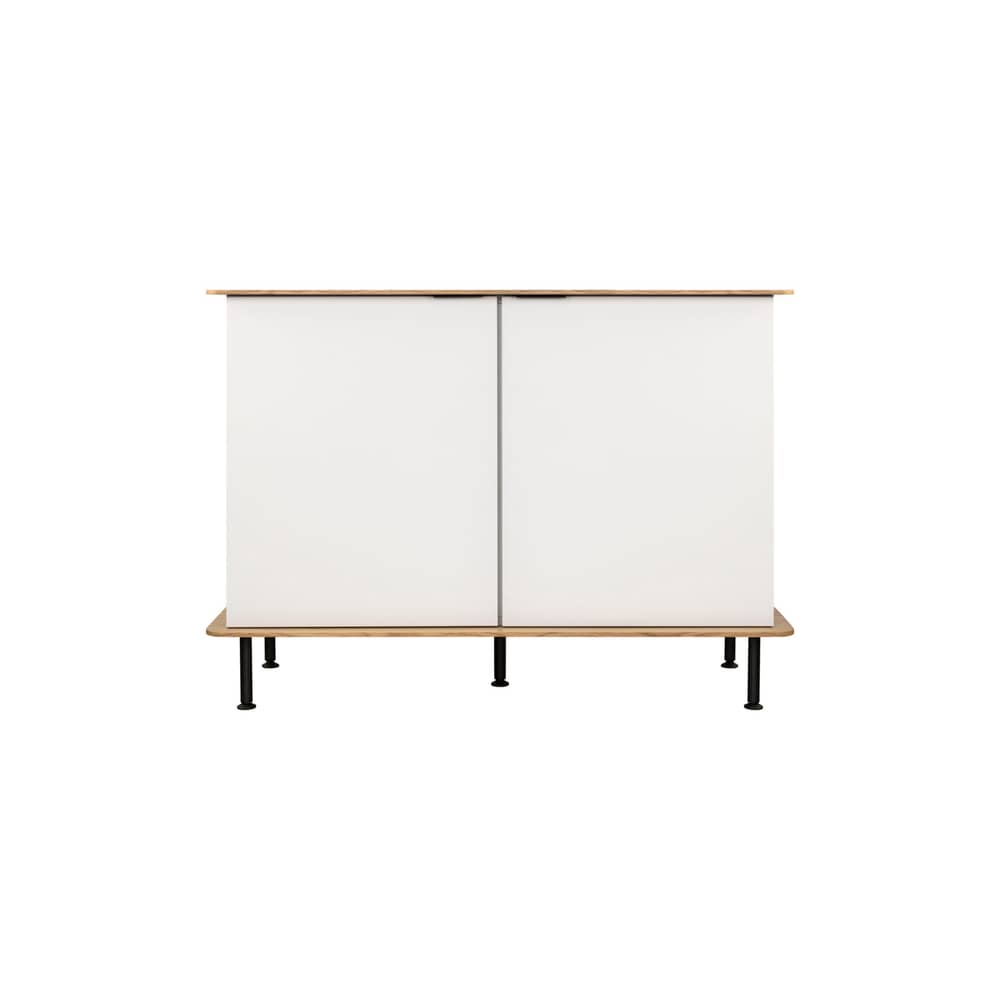 Buffet Suumo bois gris / L 120 x P 50 x H 88 cm - NOO.MA - Gris amande & chêne - Acier, Aluminium, Mélamine, Placage chêne