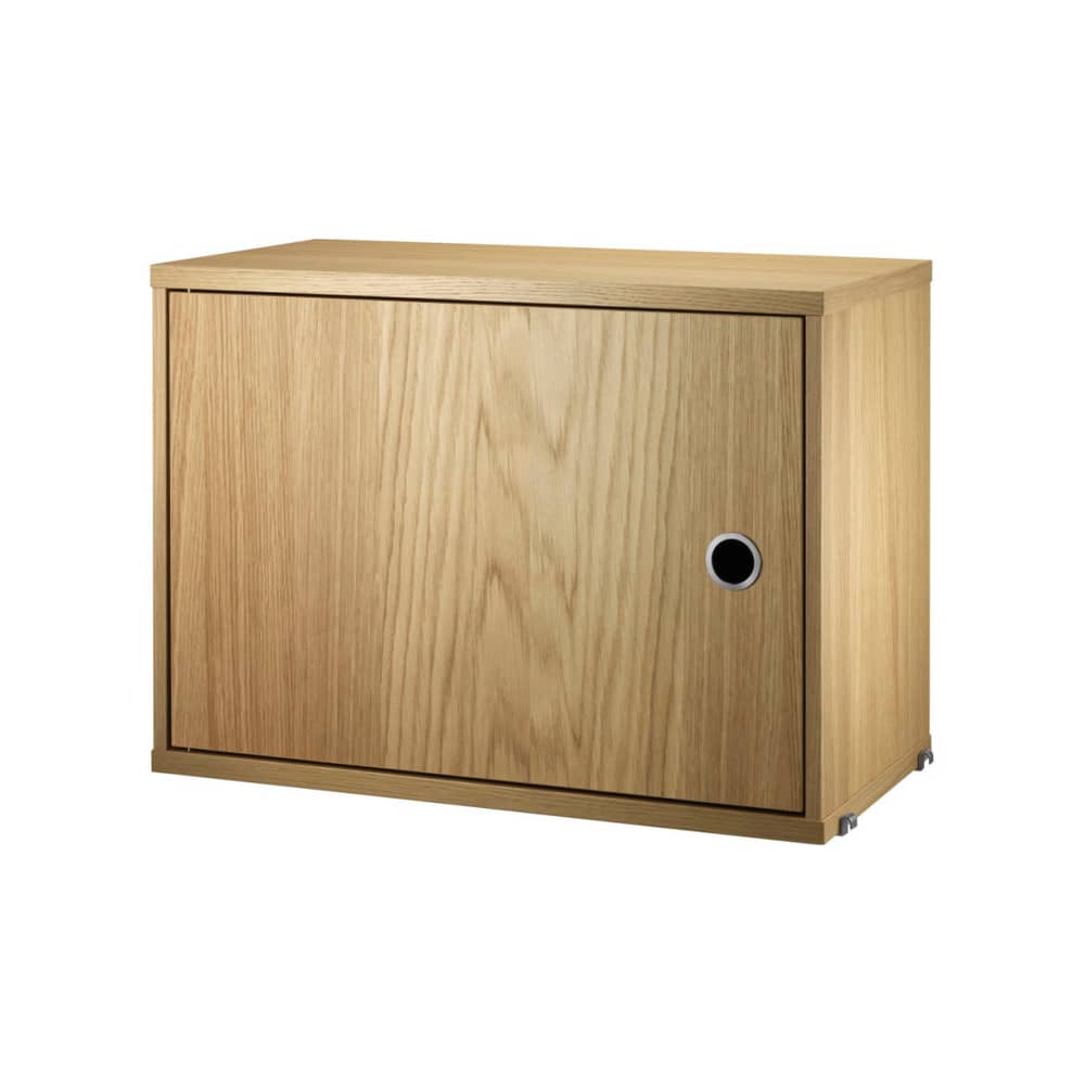 Cassettiera  legno naturale / 1 Porta a battente - L 58 x P 30 x H 42 cm - String Furniture - Rovere - Pannello truciolare impiallacciato