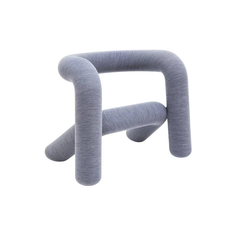 Poltrona imbottita Extra Bold tessuto grigio / Tessuto Kvadrat - Moustache - Grigio-ecru (tessuto Kvadrat) - Acciaio, Espanso, Lana