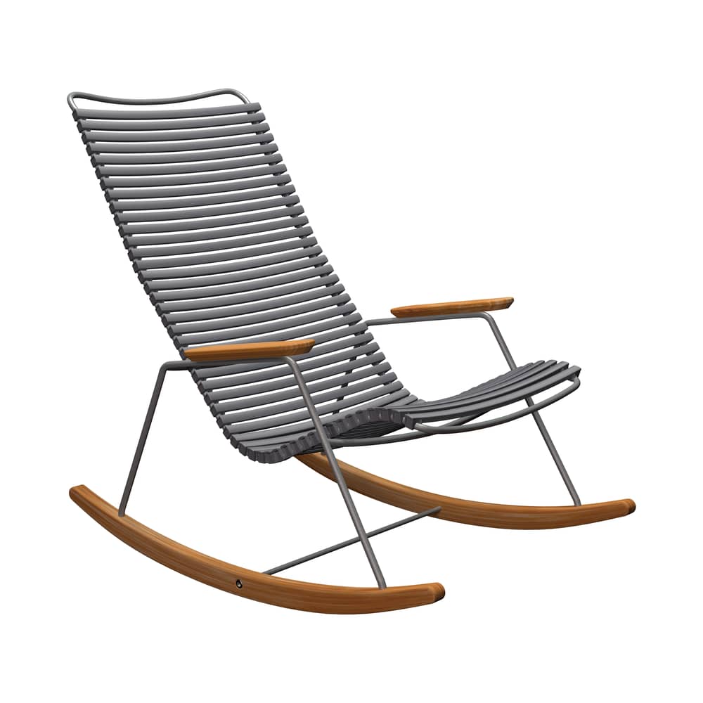 Rocking chair Click plastique gris - Houe - Gris foncé - Acier thermolaqué, Bambou, Polypropylène