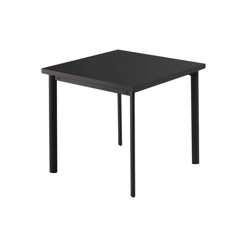 Tavolo quadrato Star metallo nero / 70 x 70 cm - Emu - Nero opaco - Acciaio verniciato, Inox, Lamiera galvanizzata