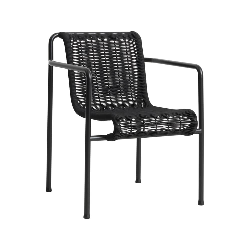Palissade Cord Dining chair textile black / Rope Recycled fabric - Hay - Charcoal grey - Epoxy lacquered steel, Rope in recycled polyester fabric