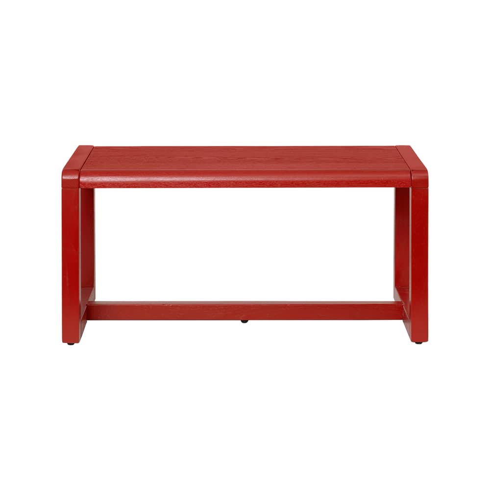 Kinderbank Little Architect holz rot / L 62 cm - Ferm Living - Mohnblume - Esche massiv, Eschefurnier, Holzfaserplatte