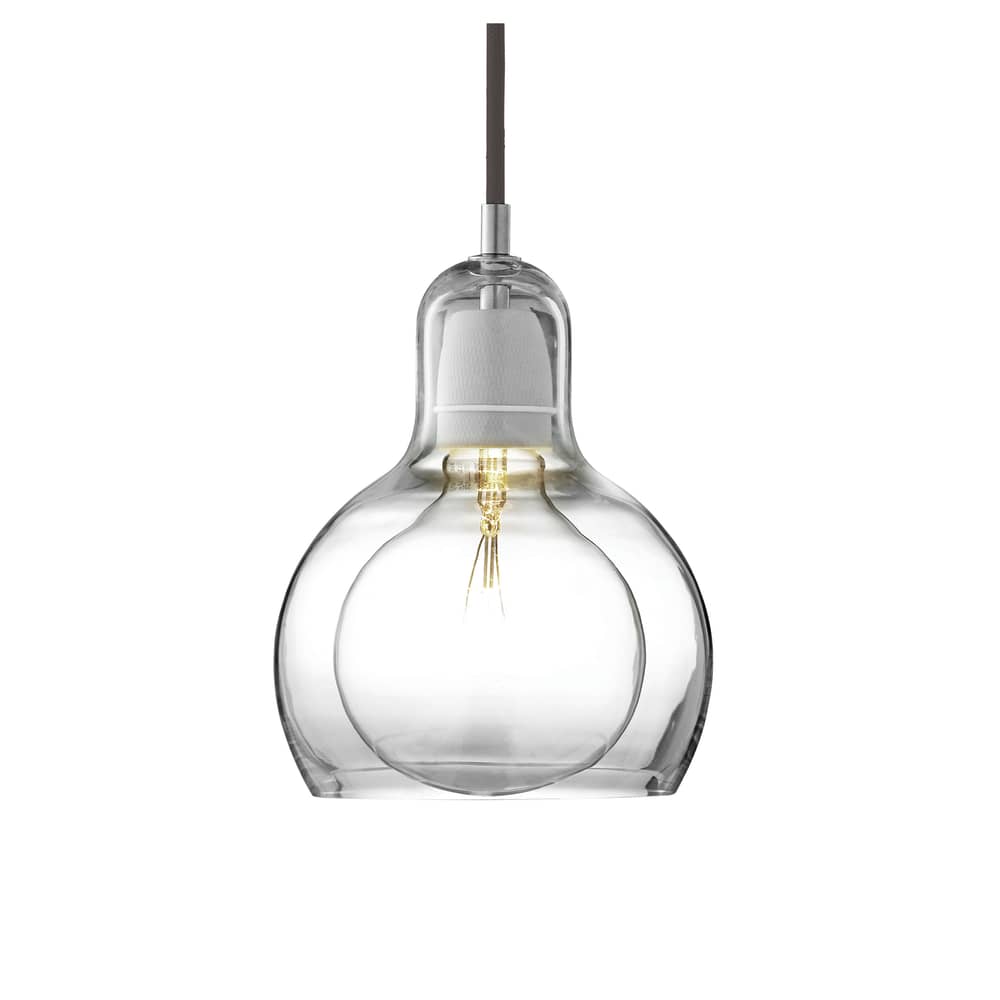 Pendelleuchte Mega Bulb glas transparent - Ø 18 cm - schwarzes Stromkabel - &tradition - Transparent / Stromkabel schwarz - mundgeblasenes Glas