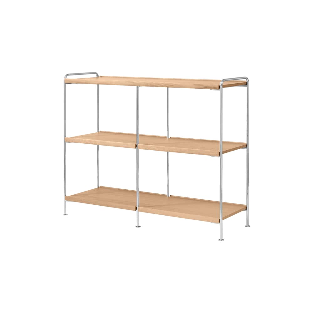 Scaffale Alima NDS5 legno naturale / L 123 x P 38 cm x H 95 cm - &tradition - Rovere - Acciaio cromato, Impiallacciatura di rovere