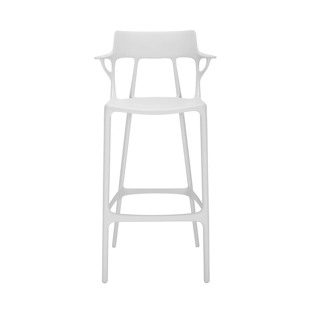 Sgabello alto A.I materiale plastico bianco / 75 cm - Concepito da una intelligenza artificiale - Riciclato - Kartell - bianco - Tecnopolimero termoplastico riciclato